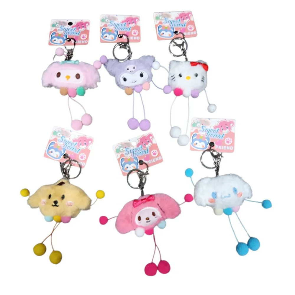 SET Sanrio Character Inspired Plush Keychain Purse Backpack Charm Set Of All 6